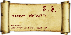 Pittner Hümér névjegykártya